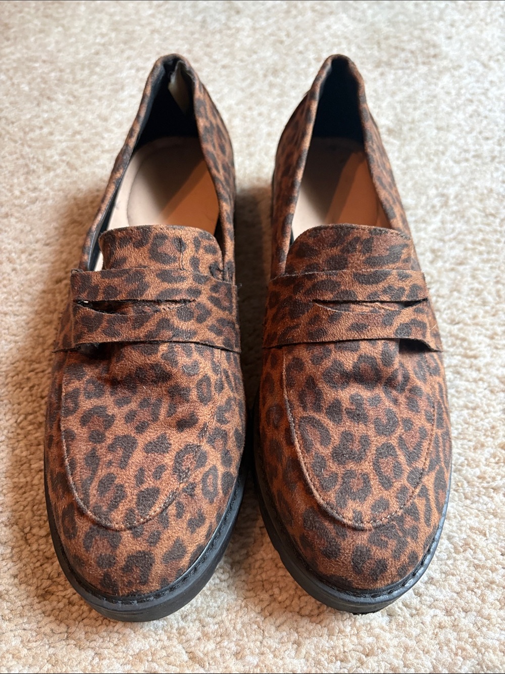 Leopard Print Penny Loafers - Brown & Black